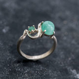 Stylish 925 Sterling Silver Ring featuring a stunning Oval Natural Emerald, a beautiful May birthstone for loved ones.