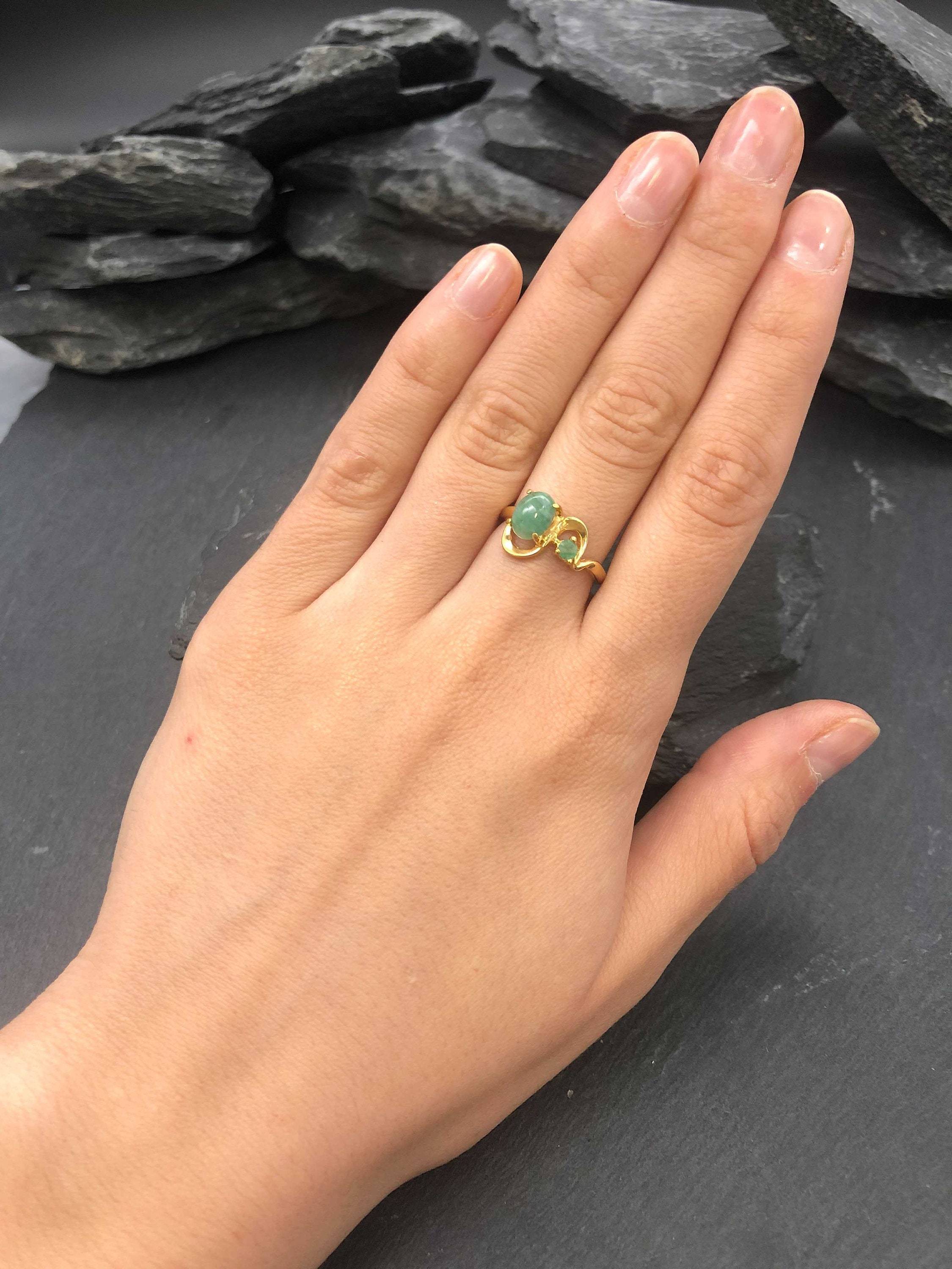 Elegant 18k Gold Vermeil Natural Emerald Ring, perfect May birthstone gift symbolizing harmony and healing. Ideal for daily wear.