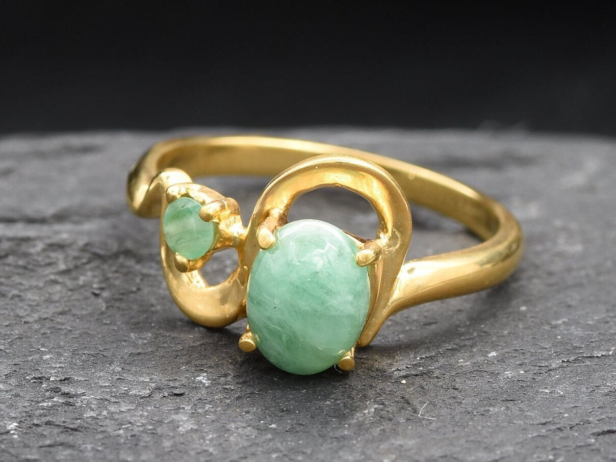 Chic Prong-Set Emerald Ring in 18k Gold Vermeil, a thoughtful May birthstone gift for cherished moments and everyday elegance.