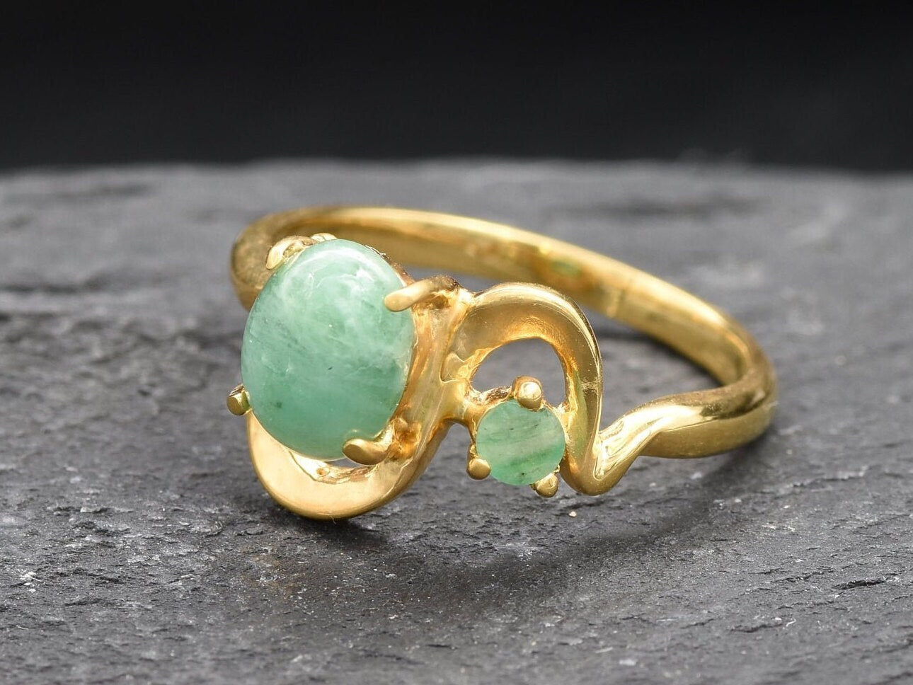 Stunning Oval Emerald Ring in 18k Gold Vermeil, a meaningful May birthstone for growth and special celebrations.