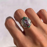 Tribal Amethyst Ring - Genuine Amethyst Ring - Purple Boho Ring