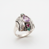 Tribal Amethyst Ring - Genuine Amethyst Ring - Purple Boho Ring