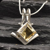 Citrine Pendant, Natural Citrine, November Birthstone, Diamond Square Pendant, Tribal Pendant, Vintage Pendant, Citrine Necklace, 925 Silver