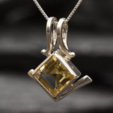 Citrine Pendant, Natural Citrine, November Birthstone, Diamond Square Pendant, Tribal Pendant, Vintage Pendant, Citrine Necklace, 925 Silver