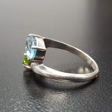 Topaz Ring, Blue Topaz Ring, Peridot Ring, 2 Stone Ring, December Ring, August Ring, Multistone Ring, Unique Topaz Ring, Solid Silver, Topaz