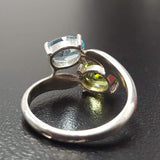 Topaz Ring, Blue Topaz Ring, Peridot Ring, 2 Stone Ring, December Ring, August Ring, Multistone Ring, Unique Topaz Ring, Solid Silver, Topaz