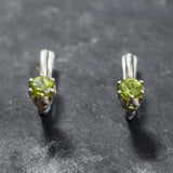 Natural Peridot Earrings - Green Drop Earrings, Dainty Peridot Studs