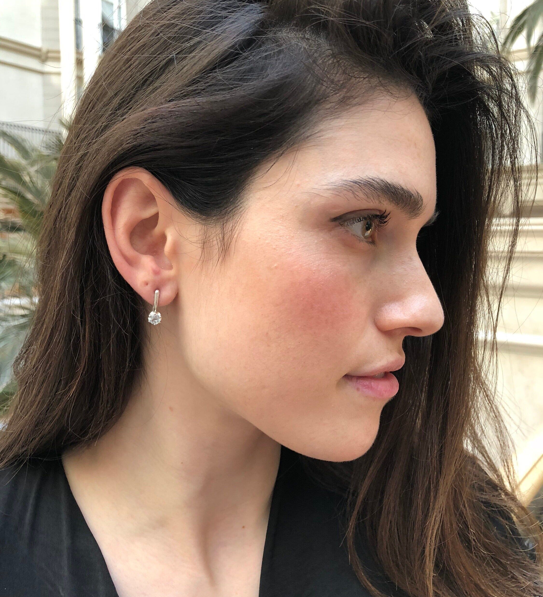 Peridot Earring, Natural Peridot, Green Dainty Earring, August Birthstone, Green Diamond Earring, August Earring, Solid Silver Earring