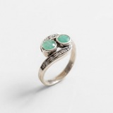 Natural Emerald Ring made in 925 Sterling Silver with Round Natural Green Emerald in Two-Stone setting, May Birthstone gift idea, symbolizes growth, harmony, and deep emotional healing, ideal for everyday wear and perfect for birthday gifting and special occasions.