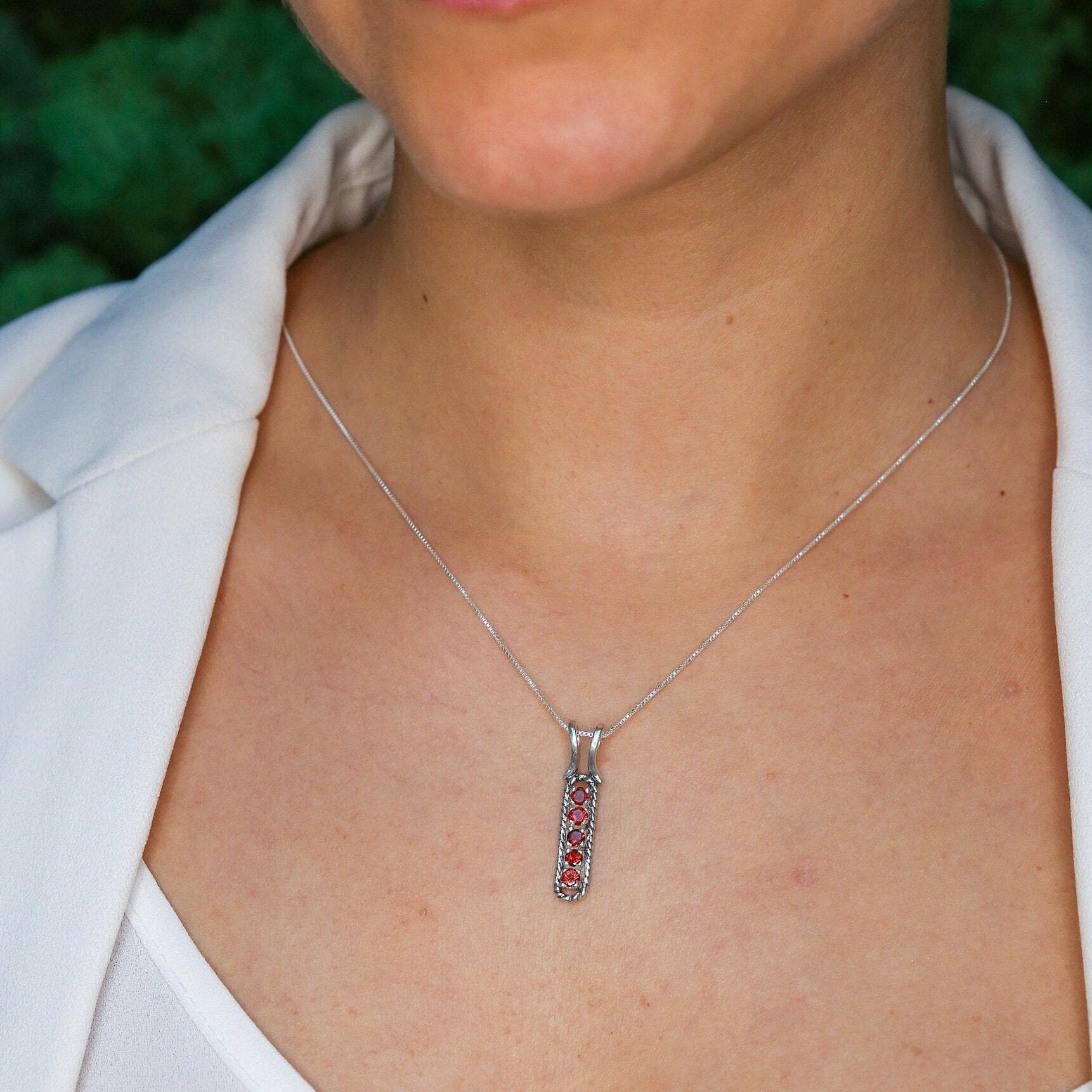 Diamond Pendant, Minimalist Bar Pendant, Created CZ Diamond, Vertical Pendant, Vintage Necklace, Layering Necklace, 925 Sterling Silver