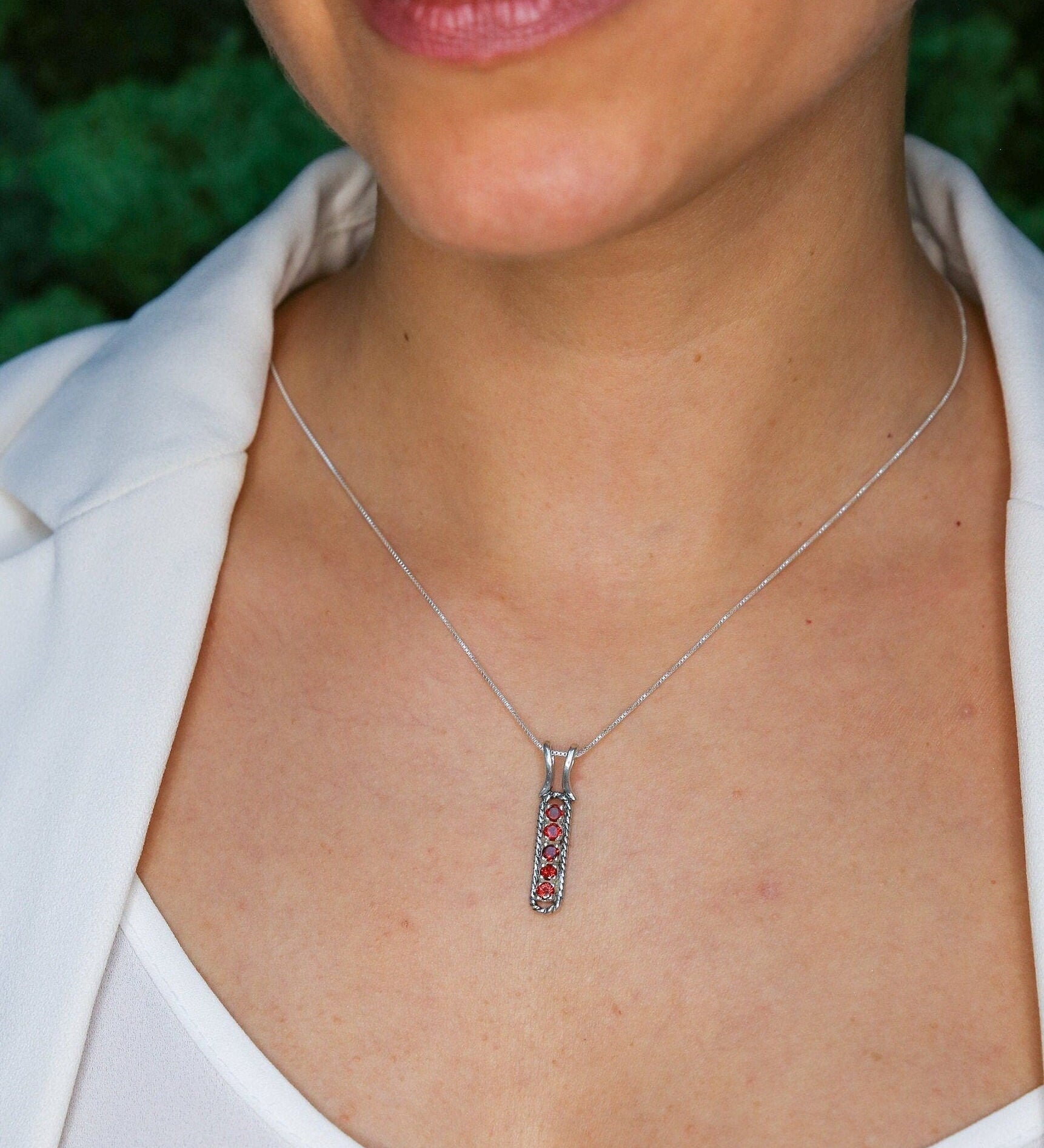 Diamond Pendant, Minimalist Bar Pendant, Created CZ Diamond, Vertical Pendant, Vintage Necklace, Layering Necklace, 925 Sterling Silver