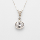 Oval Diamond Necklace - Diamond Bridal Necklace - Sparkly Diamond Pendant