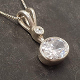 Oval Diamond Necklace - Diamond Bridal Necklace - Sparkly Diamond Pendant