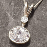 Oval Diamond Necklace - Diamond Bridal Necklace - Sparkly Diamond Pendant