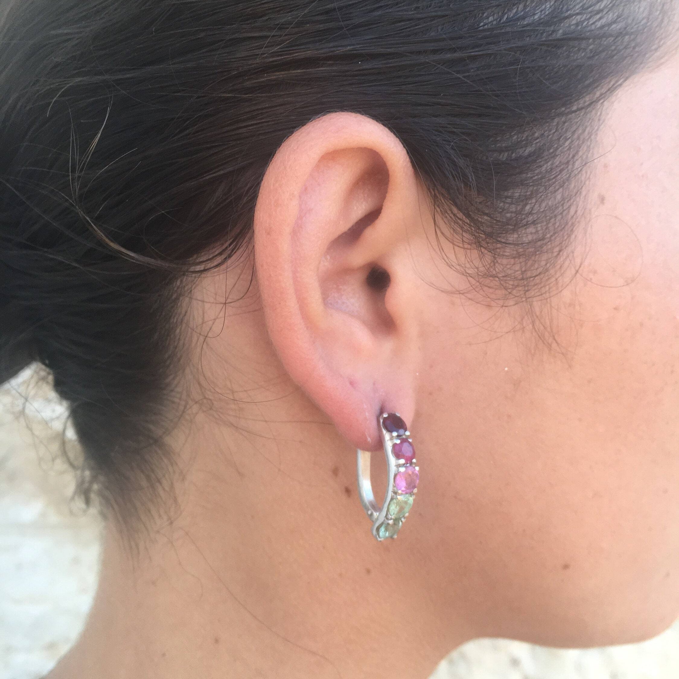 Tourmaline Earrings, Pink Tourmaline Earrings, Green Tourmaline Earrings, Unique Earrings, October Birthstone, Silver Earrings, Tourmaline