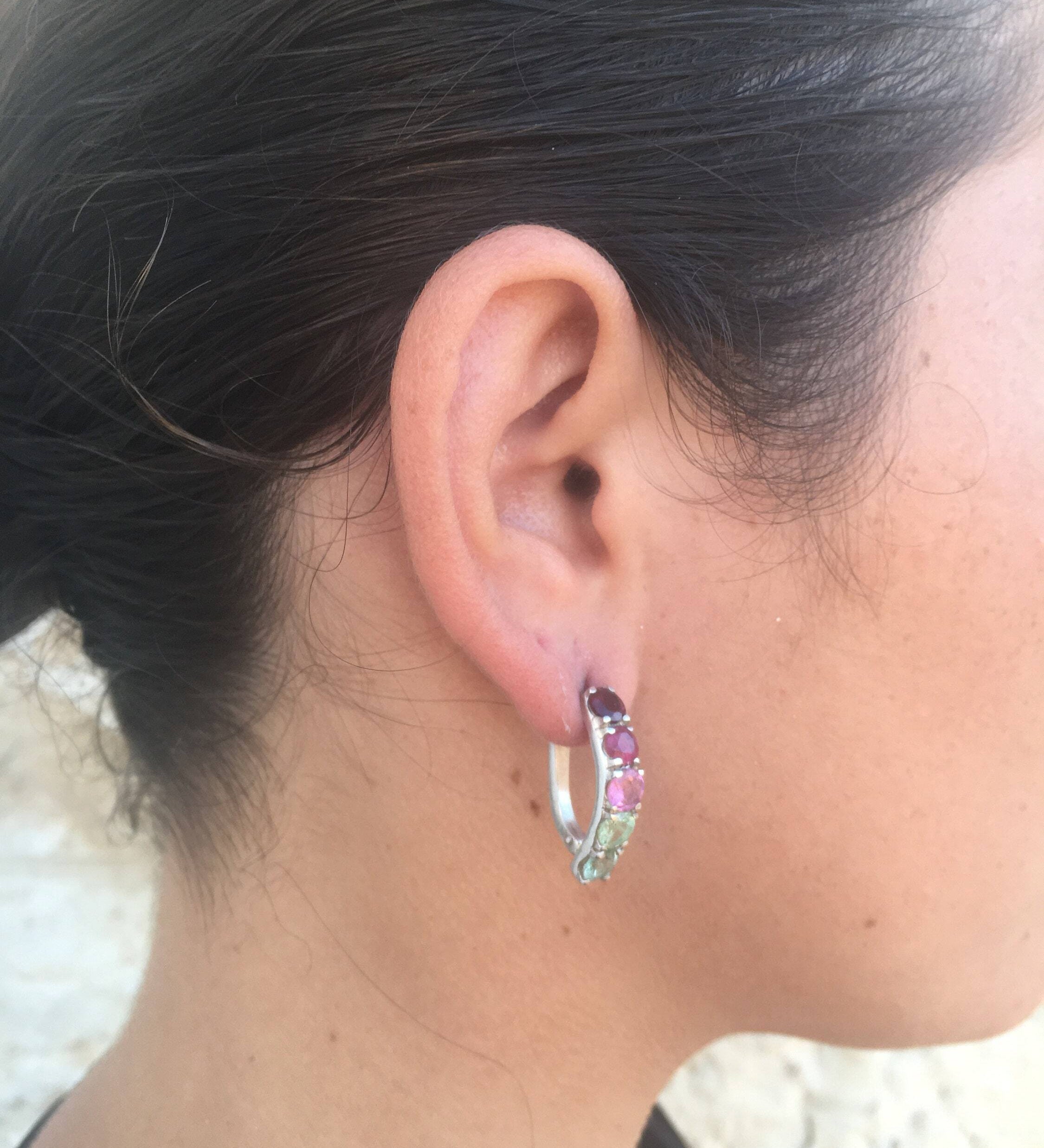 Tourmaline Earrings, Pink Tourmaline Earrings, Green Tourmaline Earrings, Unique Earrings, October Birthstone, Silver Earrings, Tourmaline
