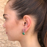 Drop Emerald Earrings - Green Vintage Earrings - Round Emerald Earrings