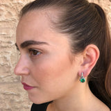 Drop Emerald Earrings - Green Vintage Earrings - Round Emerald Earrings