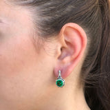 Drop Emerald Earrings - Green Vintage Earrings - Round Emerald Earrings