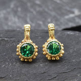 Drop Emerald Earrings - Green Vintage Earrings - Round Emerald Earrings
