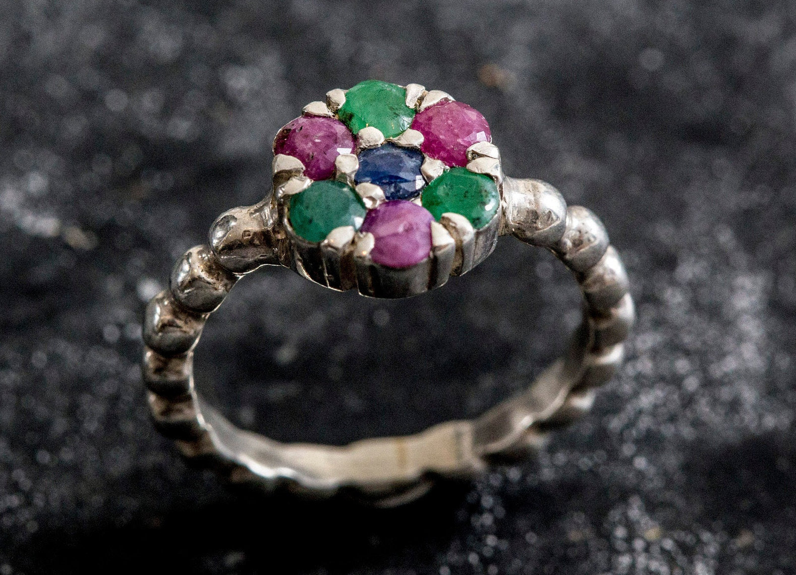 Natural Sapphire Ring made in 925 Sterling Silver with Round Natural Blue Sapphire in Cluster setting, September Birthstone gift idea, symbolizes sincerity, truth, and faithfulness, ideal for everyday wear and perfect for birthday gifting and special occasions.