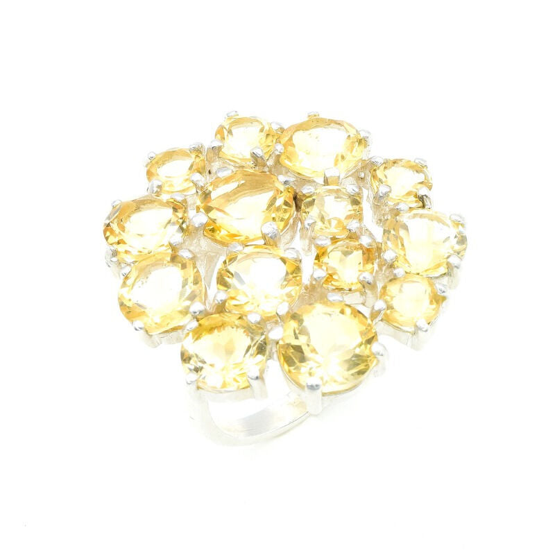 Citrine Ring, Natural Citrine, November Ring, Flower Ring, Statement Ring, Yellow Ring, November Birthstone, Solid Silver Ring, Citrine