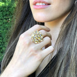 Citrine Statement Ring - Yellow Cocktail Ring - Flower Citrine Ring