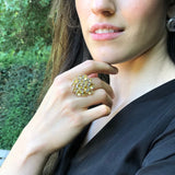 Citrine Statement Ring - Yellow Cocktail Ring - Flower Citrine Ring