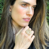 Citrine Statement Ring - Yellow Cocktail Ring - Flower Citrine Ring