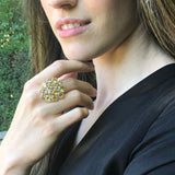 Citrine Statement Ring - Yellow Cocktail Ring - Flower Citrine Ring