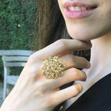 Citrine Statement Ring - Yellow Cocktail Ring - Flower Citrine Ring