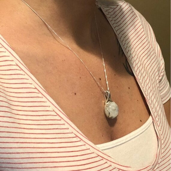 Round Pendant, Prehnite Pendant, Natural Prehnite, Green Prehnite, Unique Pendant, May Birthstone, Silver Pendant, May Pendant, Prehnite