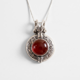 Carnelian Pendant - Egyptian Necklace - Red Vintage Necklace