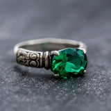 Boho Emerald Ring - Green Tribal Ring - Vintage Promise Ring