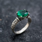 Boho Emerald Ring - Green Tribal Ring - Vintage Promise Ring