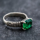 Boho Emerald Ring - Green Tribal Ring - Vintage Promise Ring