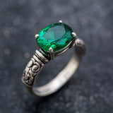 Boho Emerald Ring - Green Tribal Ring - Vintage Promise Ring