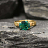 Emerald Gold Ring - Vintage Emerald Ring - Tribal Emerald Ring