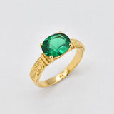 Created Emerald Ring made in 18k Gold Vermeil with Oval Created Green Emerald in Prong setting, May Birthstone gift idea, symbolizes, ideal for everyday wear and perfect for birthday gifting and special occasions.