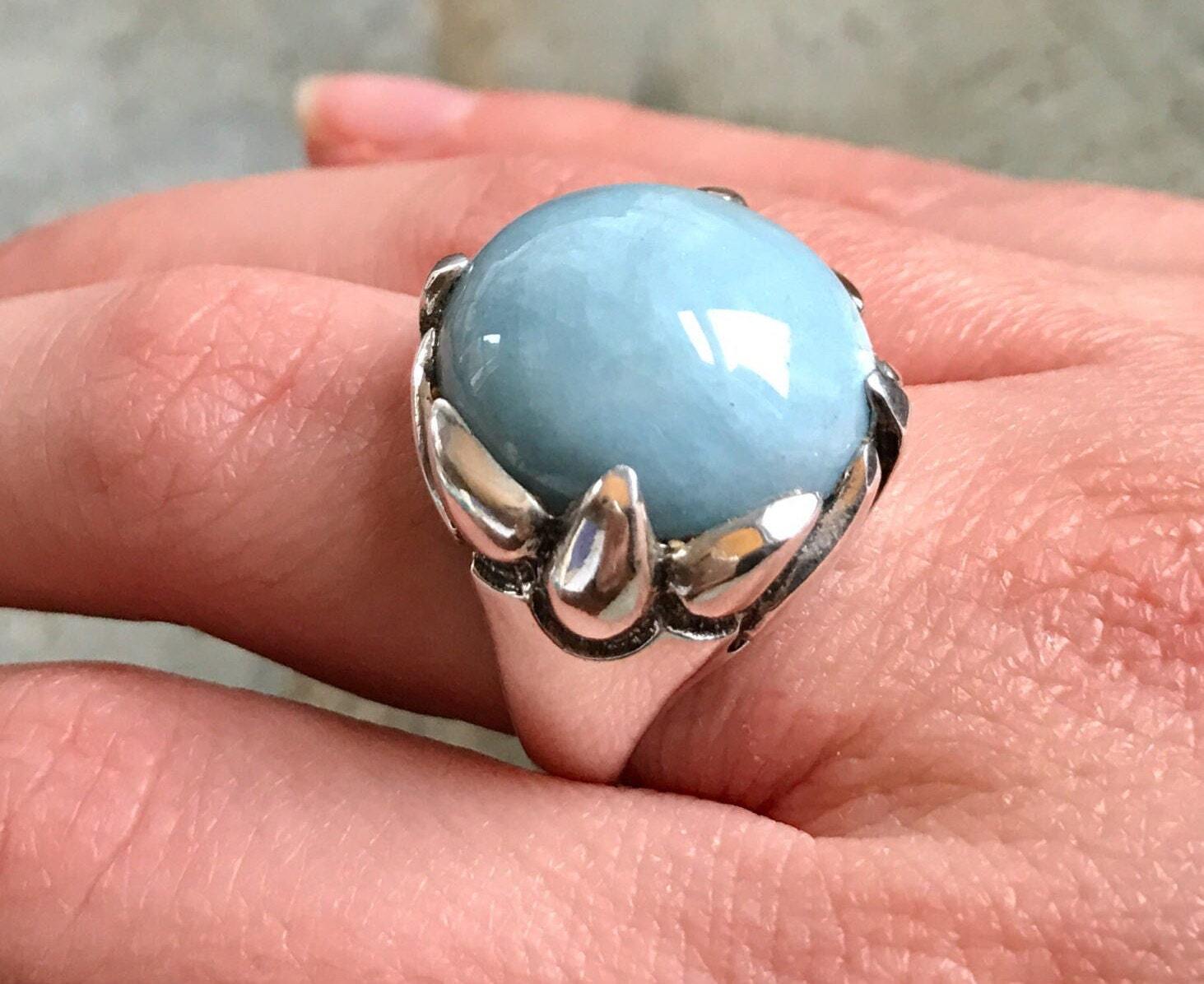 Aquamarine Ring, Natural Aquamarine, March Birthstone, Vintage Rings, Large Stone, Large Ring, Large Statement Ring, Solid Silver Ring