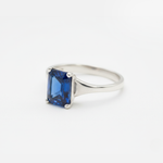 Stylish Sapphire Ring crafted from 925 Sterling Silver with Baguette Created Blue Sapphire, ideal for daily wear and special celebrations.