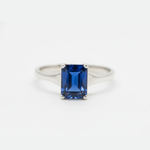 Beautiful created blue sapphire ring in 925 Sterling Silver, perfect for expressing love and loyalty on special occasions.