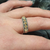 Citrine Silver Band - Yellow Half Eternity Ring - Stackable Citrine Band