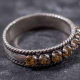 Citrine Silver Band - Yellow Half Eternity Ring - Stackable Citrine Band