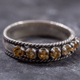 Citrine Silver Band - Yellow Half Eternity Ring - Stackable Citrine Band