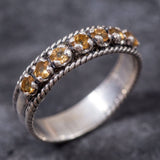 Citrine Silver Band - Yellow Half Eternity Ring - Stackable Citrine Band