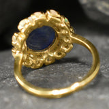 Kyanite Gold Ring - Flower Ring, Natural Kyanite Ring, Flower Vintage Ring