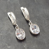 Dangling Diamond Earrings - Sparkly Oval Earrings - Vintage Drop Earrings