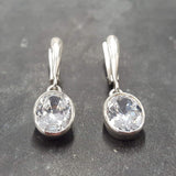 Dangling Diamond Earrings - Sparkly Oval Earrings - Vintage Drop Earrings