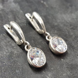 Dangling Diamond Earrings - Sparkly Oval Earrings - Vintage Drop Earrings